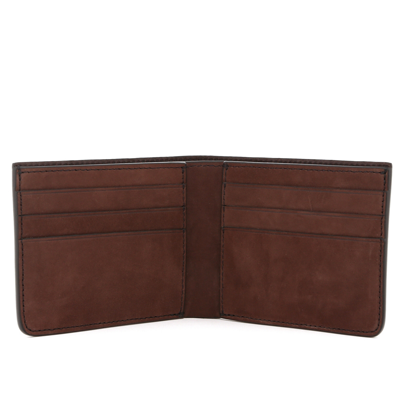 Bifold Wallet - Chocolate - Smooth Nubuck Leather  in 