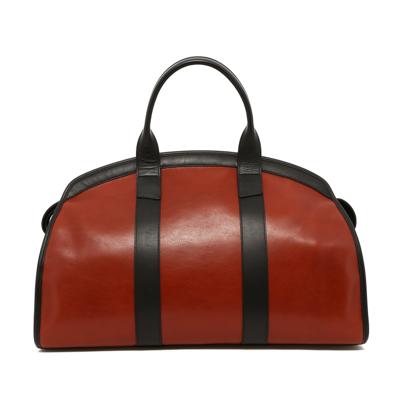 Aiden Duffle - Potters Clay/Black Trim/Gussets - Tumbled Leather in 