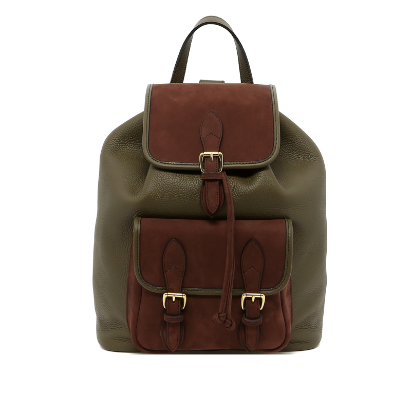 Classic Backpack - Light Military/Brown Nubuck - Taurillon Leather  in 