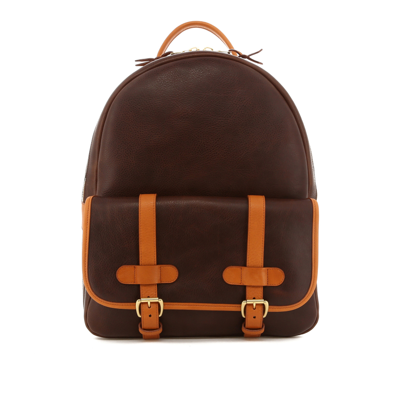 Hampton Backpack - Chocolate/Caramel - Tumbled Leather in 