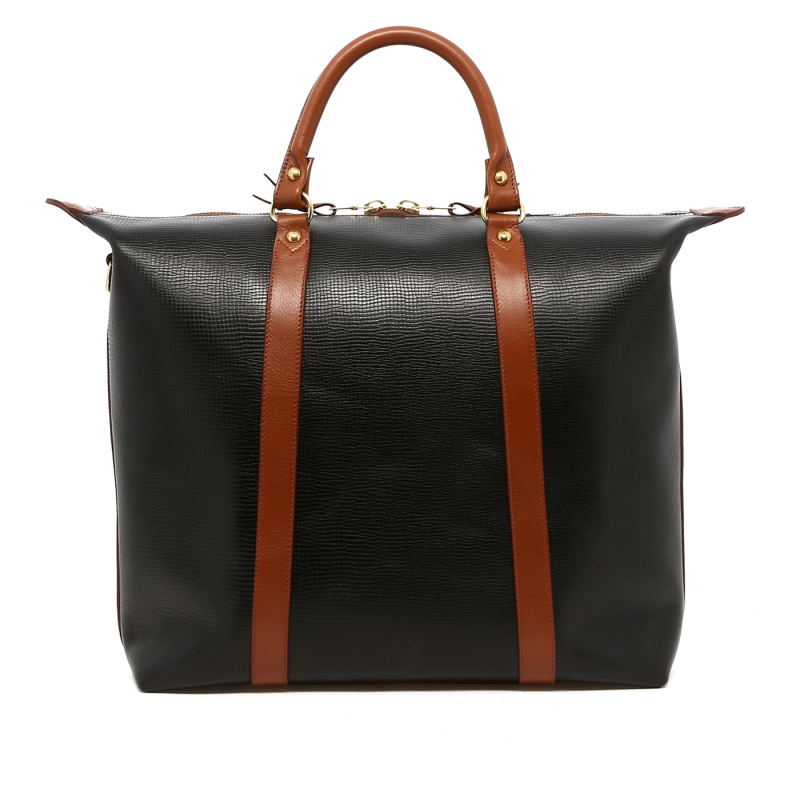 Hampton Tote - Black/Cognac -Cross Grain Leather -  in 