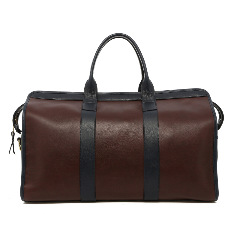 Signature Travel Duffle - Chocolate/Navy/Green - Tumbled Leather -  in 