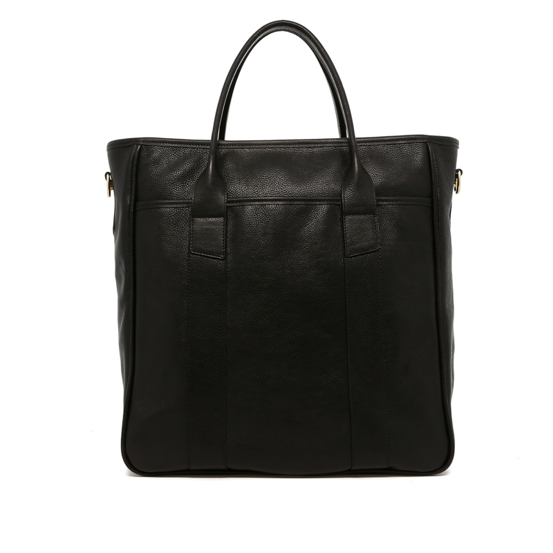 Commuter Tote - Black - Tumbled Leather - Burgundy Interior  in 