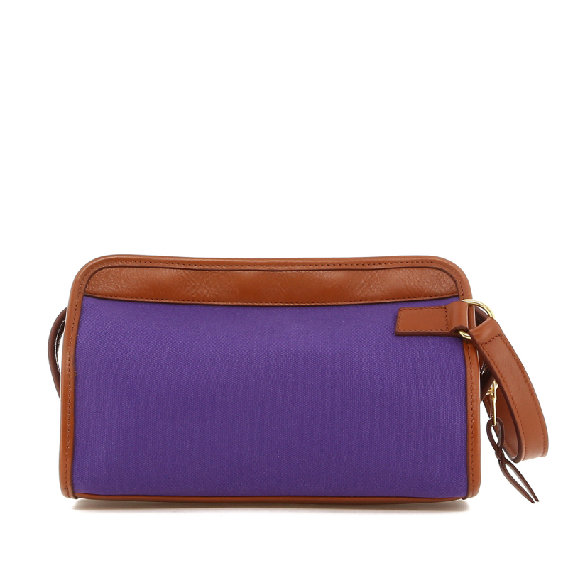 Small Travel Kit - Purple/Cognac- Canvas/Leather  in 