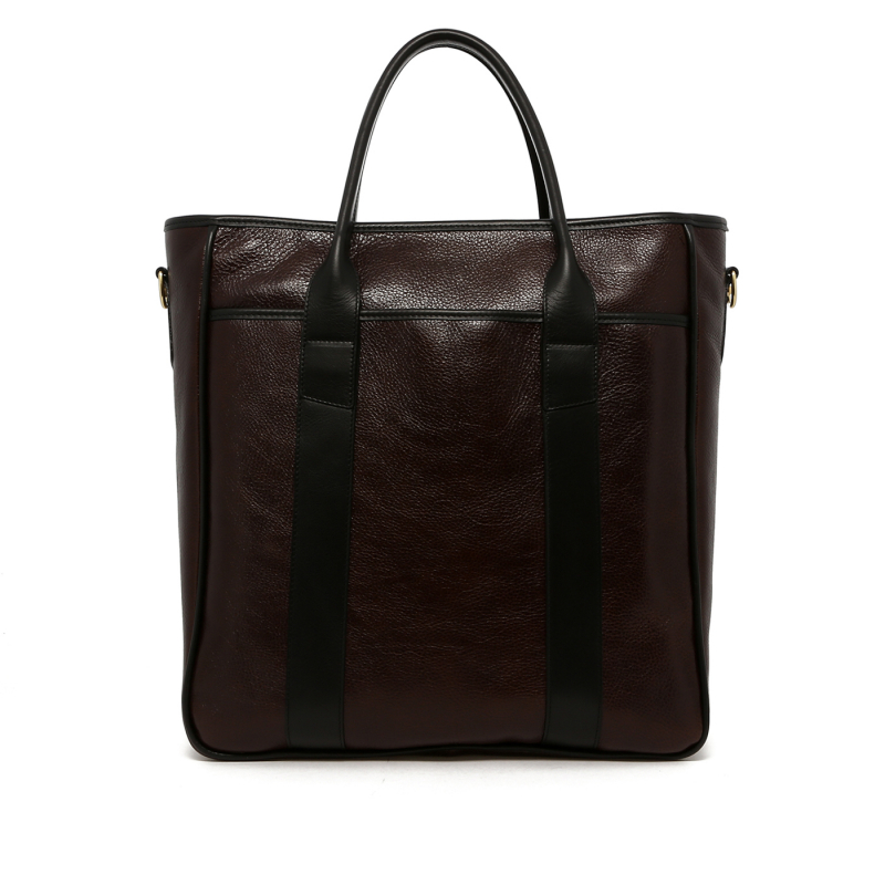 Commuter Tote - Chocolate Torte/Black - Pebbled Leather in 