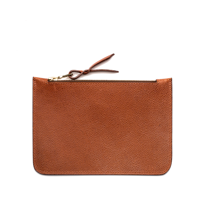 Small Leather Pouch - Cognac - Scotch Grain Leather in 