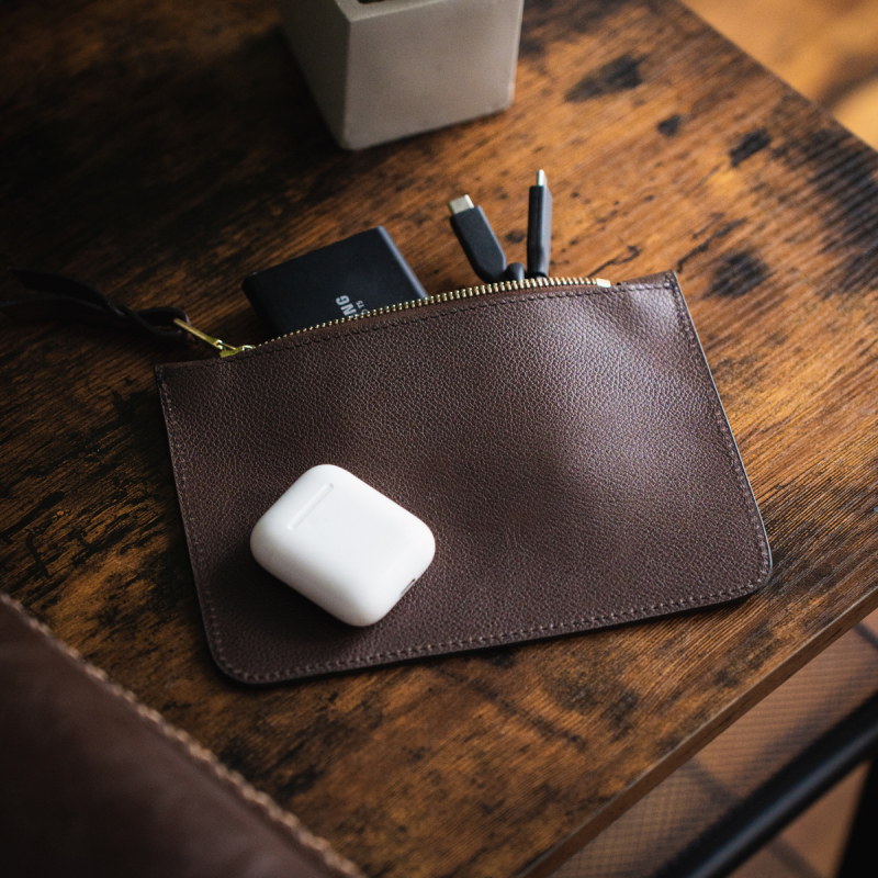 Small Leather Pouch - Pinecone - Tumbled Leather  in 