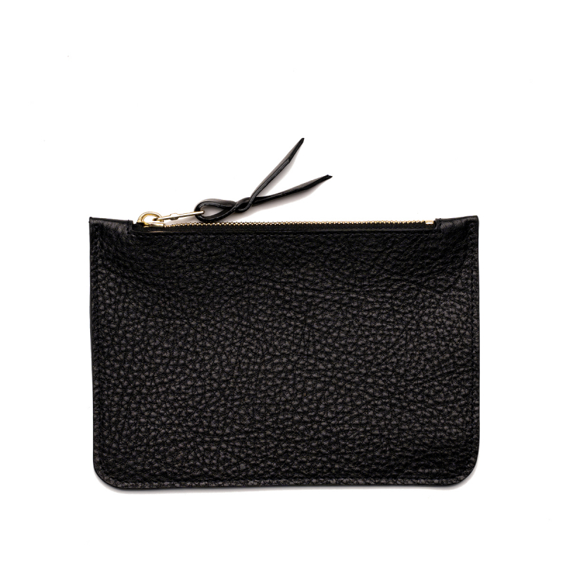 Small Leather Pouch - Black - Soft Pebbled Leather in 