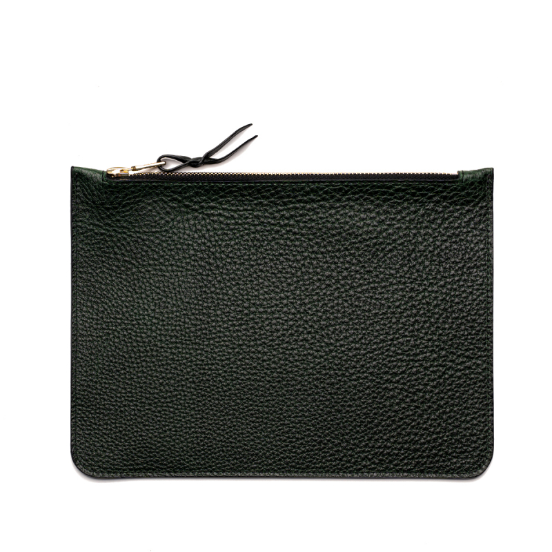 Medium Leather Pouch - Sycamore Green - Pebbled Leather  in 
