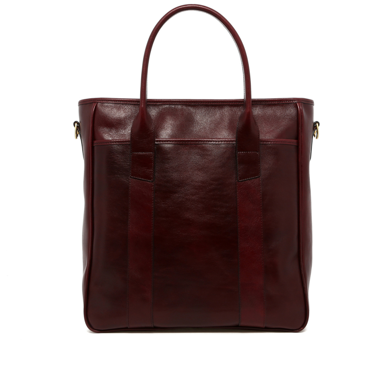 Commuter Tote - Glossy Port Royal - Tumbled Leather - Linen  Interior in 