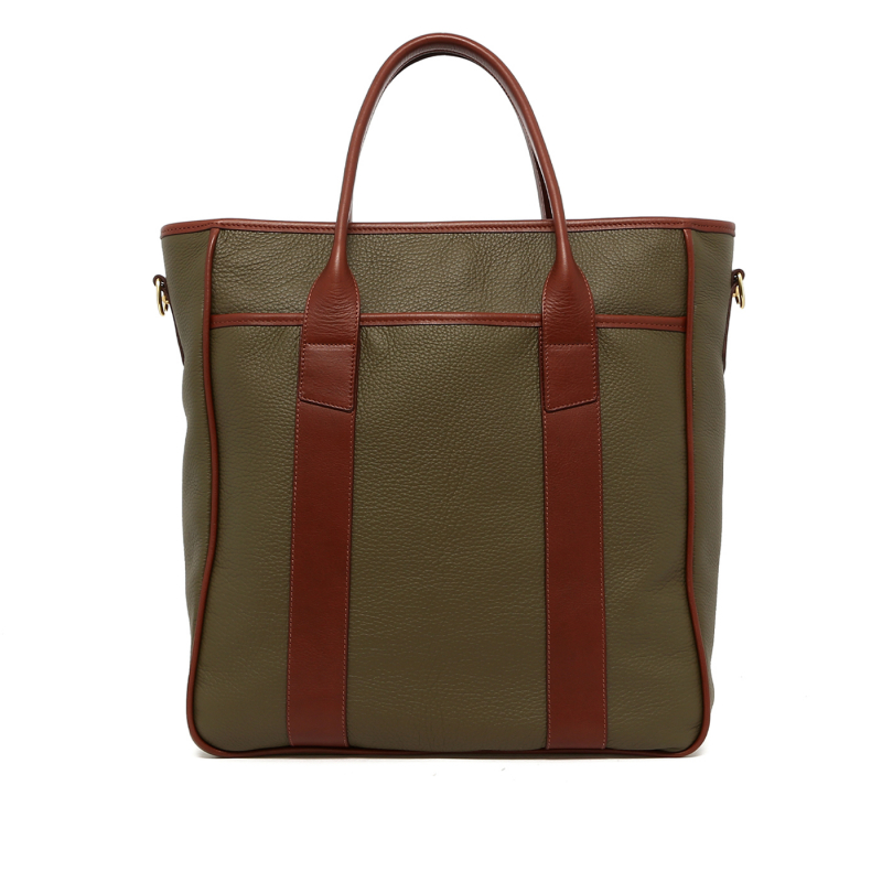 Commuter Tote - Light Military/Chestnut - Taurillon Leather - Tourquis Interior  in 