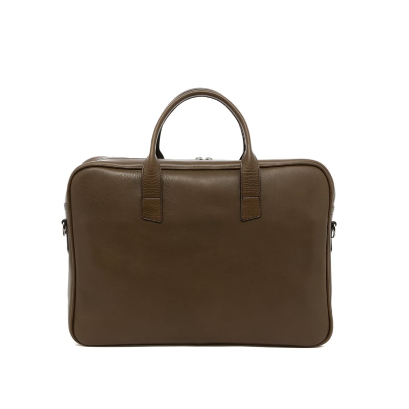 Computer Briefcase - Olive - Tumbled Leather  in 