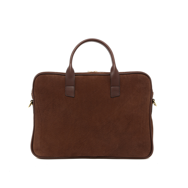 Computer Briefcase - Pebbled Light Brown - Nubuck in 