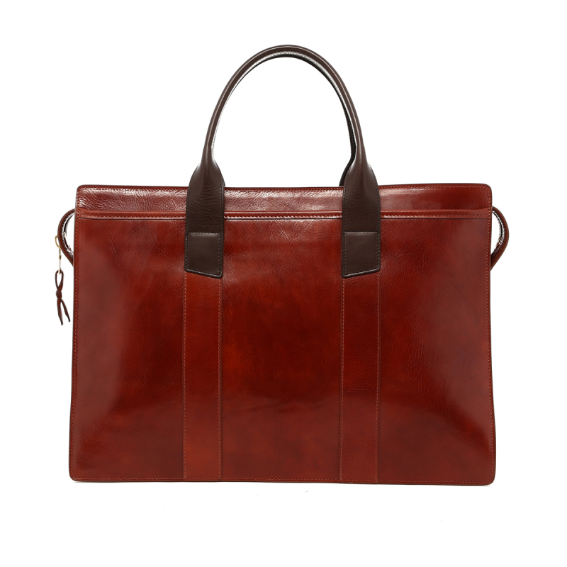 Double Zip-Top - Glossy - Cinnamon/Chocolate - Tumbled Leather in 