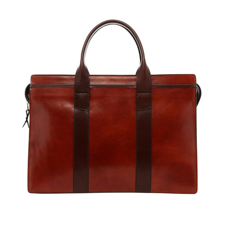 Double Zip-Top - Glossy Cinnamon/Root Beer - Tumbled Leather in 