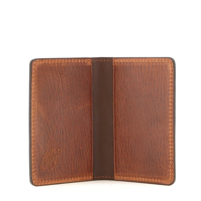 Folding Card Case - Chestnut/Chocolate Interior - Pull Up Leather in 