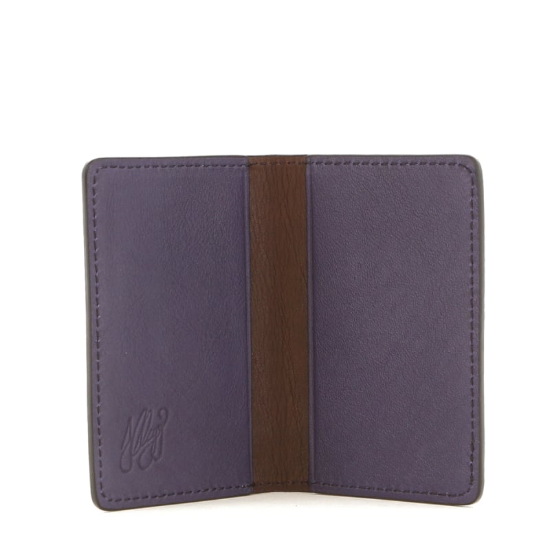 Folding Card Case - Grape/Chocolate Interior - Tumbled Leather in 
