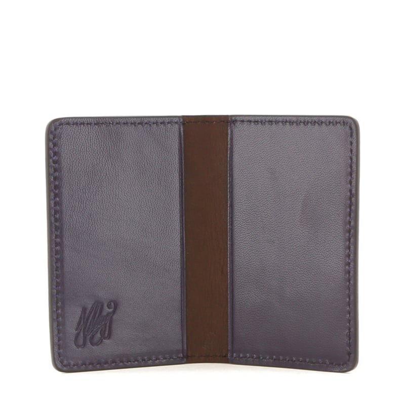Folding Card Case - Mulberry Purple/Chocolate Interior - Calf  in 