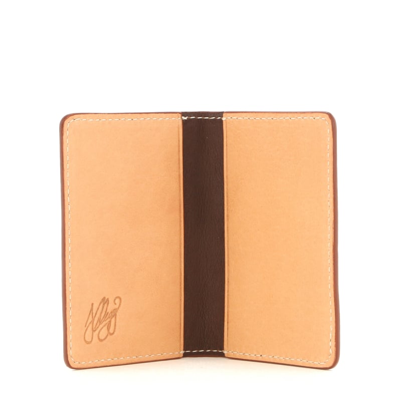 Folding Card Case - Natural/Chocolate Interior - Tumbled Leather in 