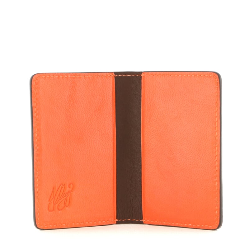 Folding Card Case - Orange/Chocolate Interior - Calf  in 
