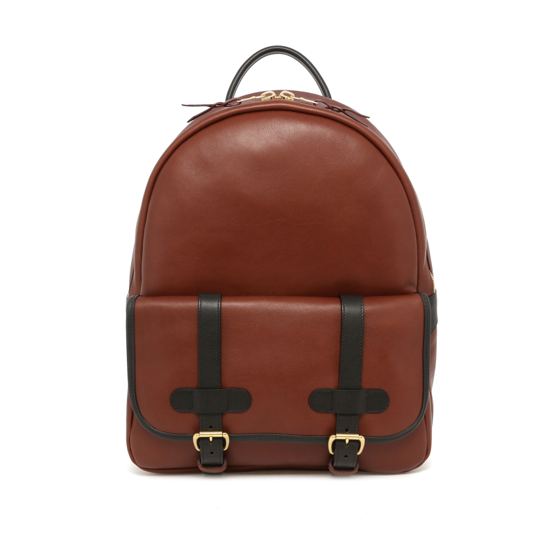 Hampton Backpack - Leather Brown/ Black - Smooth Tumbled Leather
 in 