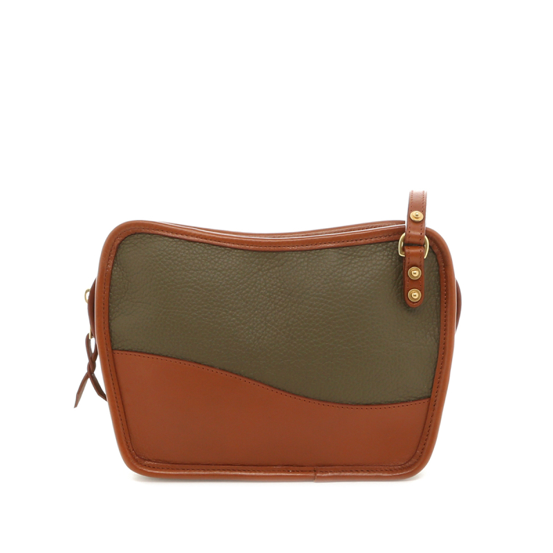 Lilly Shoulder Bag - Light Military - Taurillon Leather - Linen Tweed Sunbrella  in 