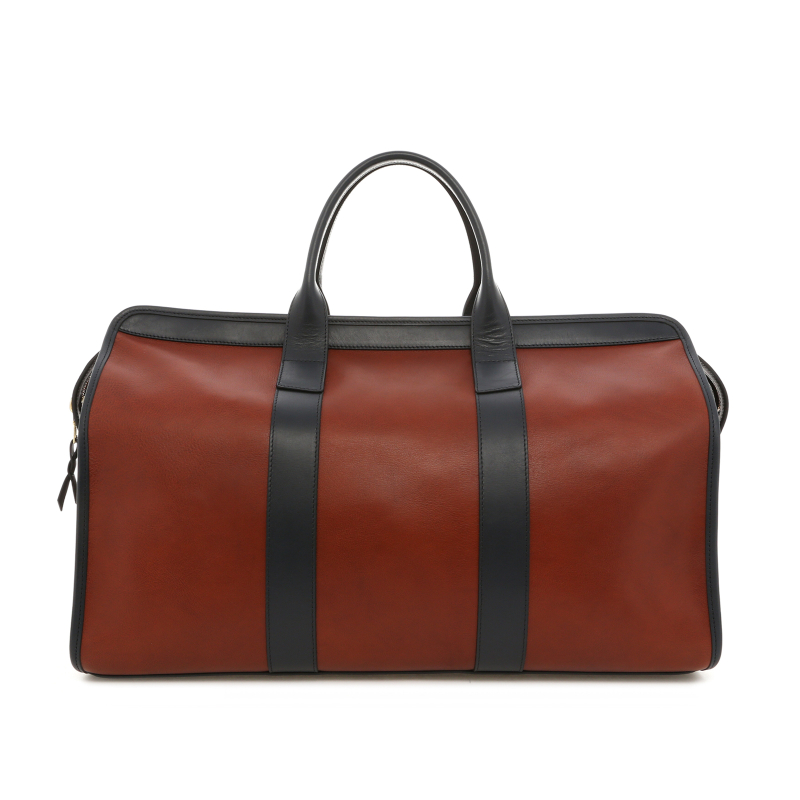 Signature Travel Duffle - Baked Clay/Navy - Tumbled Leather - Black Cordura in 