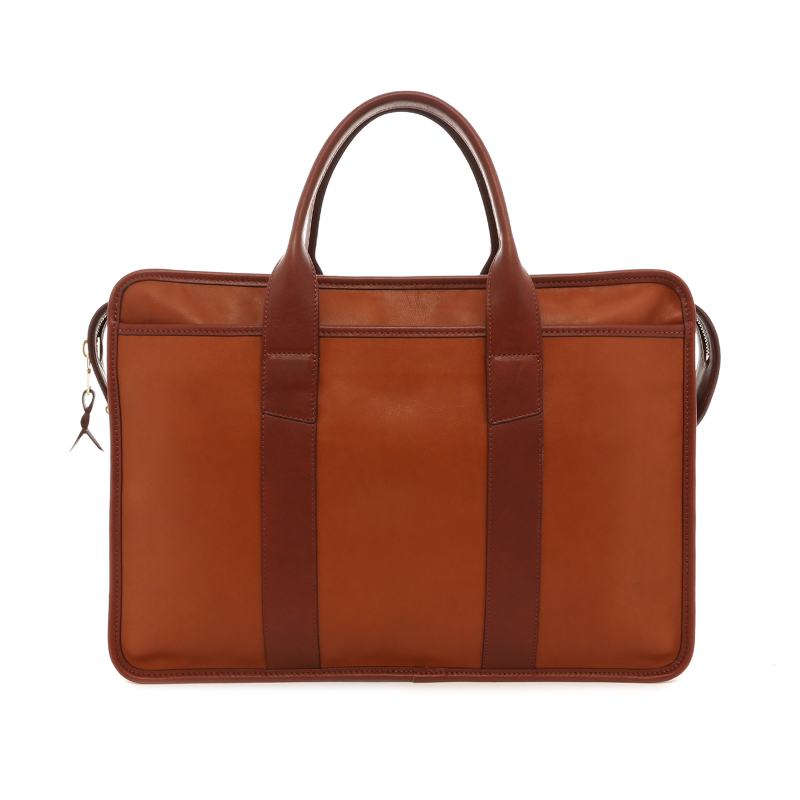 Bound Edge Zip-Top Briefcase - Adobe Brown/Chestnut - Smooth Leather
 in 