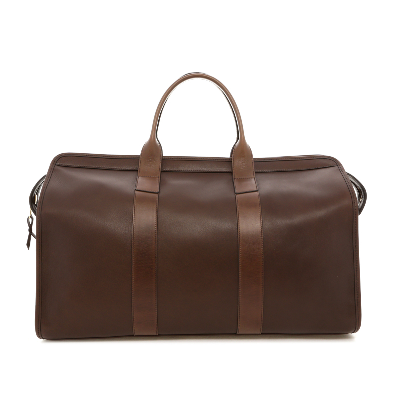 Signature Travel Duffle - Chocolate/Cub - Tumbled Leather - Charcoal Tweed  in 