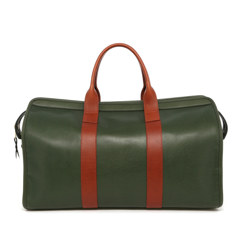Signature Travel Duffle - Green/Rust Brown - Smooth/Pebbled Leather - Capri Sunbrella 
 in 