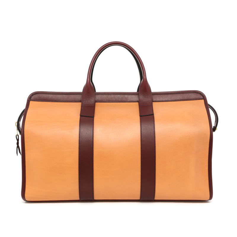 Signature Travel Duffle - Natural/Burgundy - Smooth Leather - Sunflower Sunbrella 
 in 