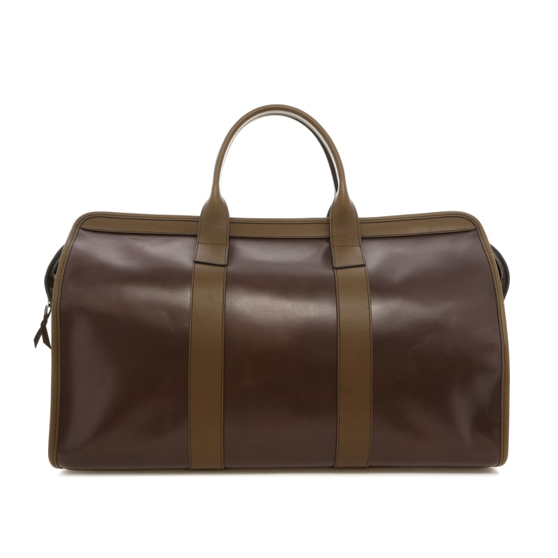 Signature Travel Duffle - Potting Soil/ Olive - Smooth Leather - Charcoal Tweed 
 in 