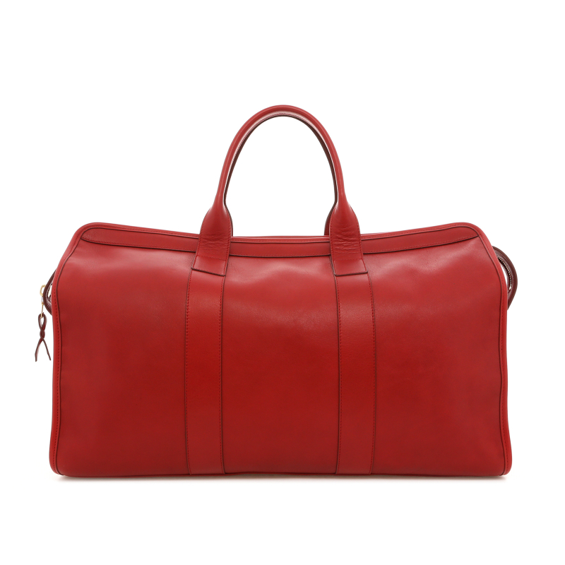 Signature Travel Duffle - Red - Tumbled Leather - Logo Red Sunbrella
 in 