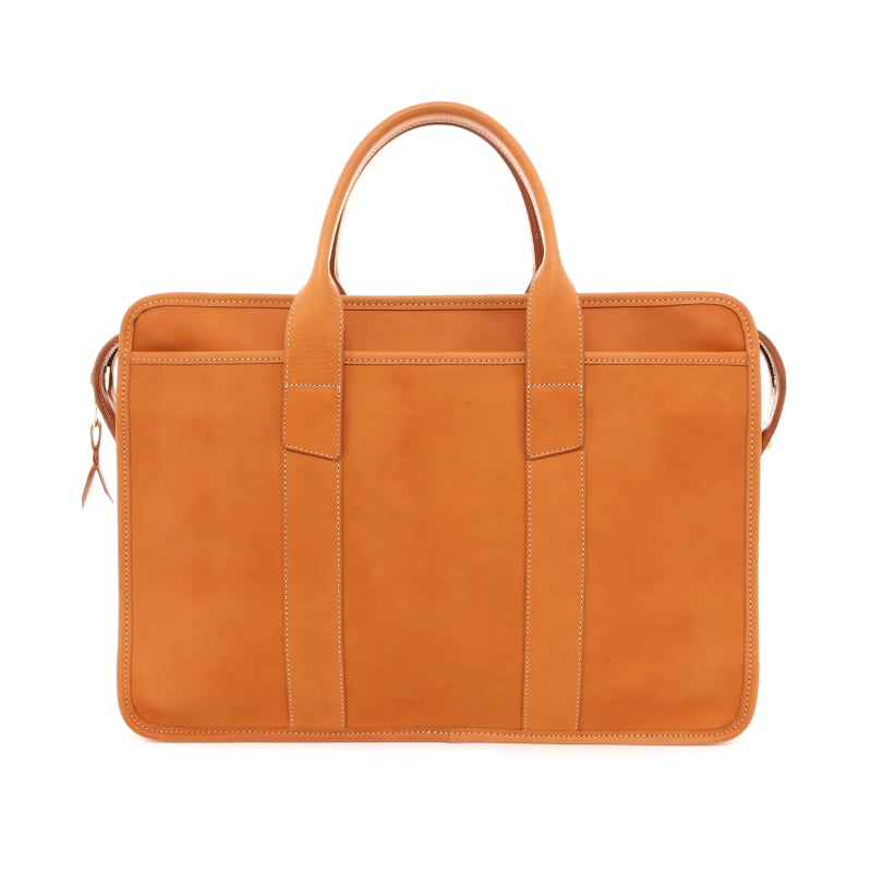 Bound Edge Zip-Top Briefcase - Natural - Smooth Leather
 in 