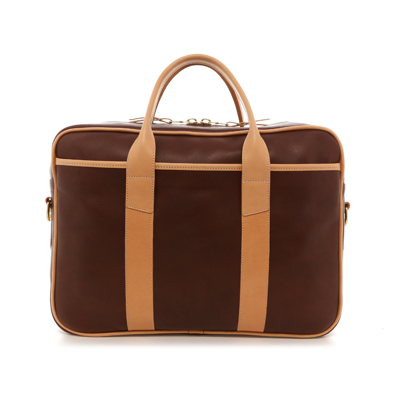 Commuter Briefcase - Rum Raisin/Natural - Tumbled Leather
 in 