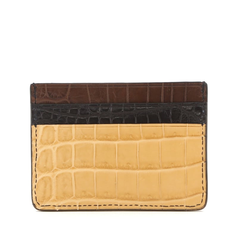 Double Card Case - 6 Color Way - Nicotine-Buttercup-Denim-Saddle-Black- Chocolate - Alligator in 