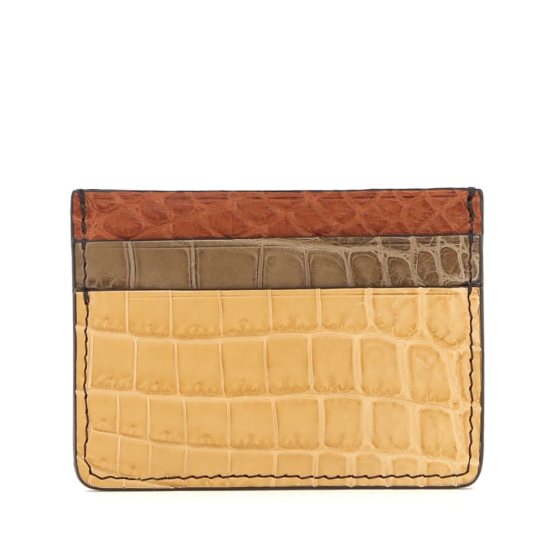 Double Card Case - 6 Color Way - Saddle-Nicotine-Cognac-Bordeaux-Chocolate-Kelly Green - Alligator in 