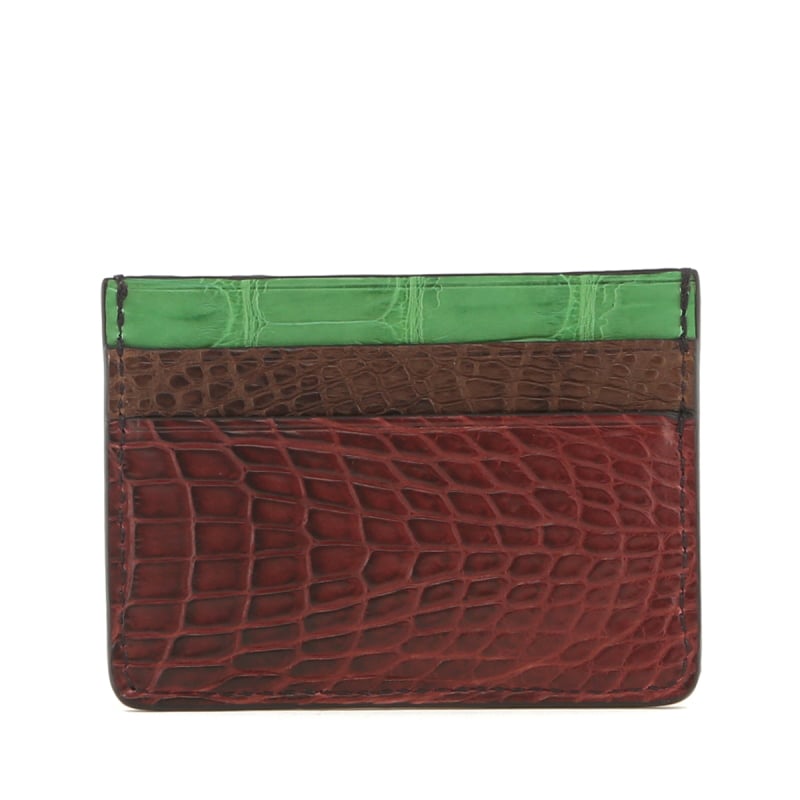 Double Card Case - 6 Color Way - Saddle-Nicotine-Cognac-Bordeaux-Chocolate-Kelly Green - Alligator in 