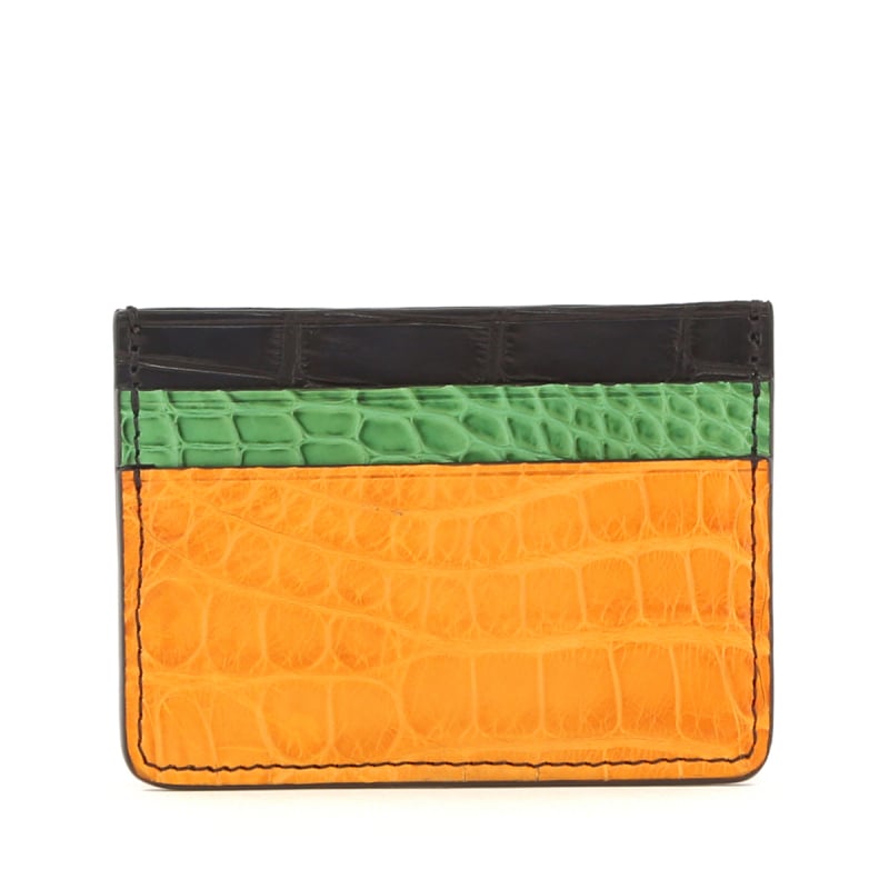 Double Card Case - Buttercup-Kelly Green-Navy - Alligator in 