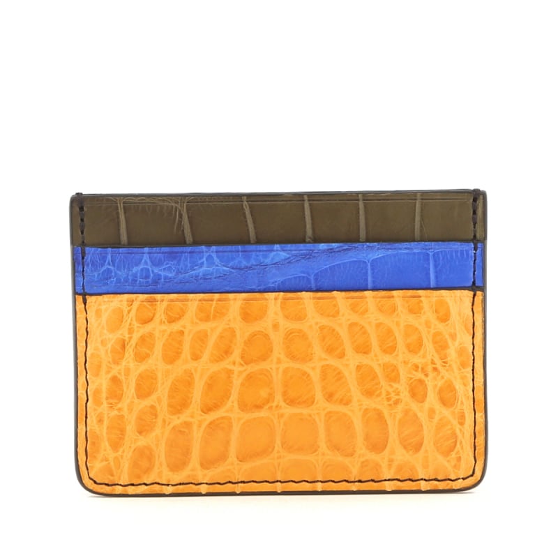 Double Card Case - Buttercup-Mod Blue-Loden - Alligator in 