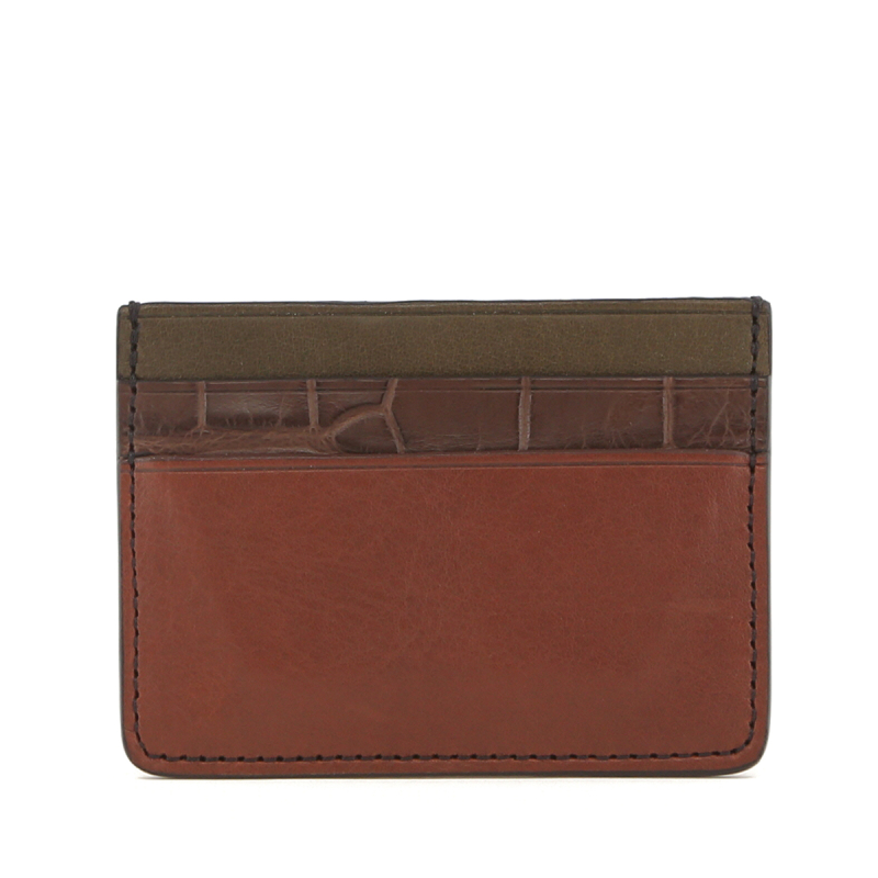 Double Card Case - Chestnut-Chocolate-Olive - Alligator in 