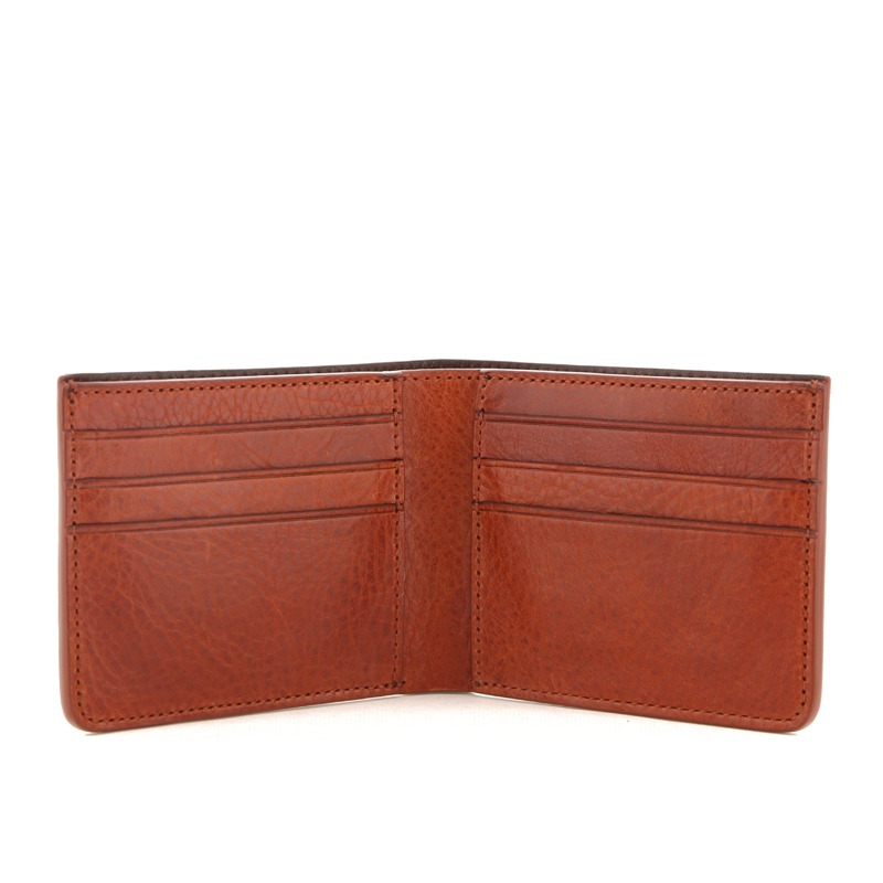 Bifold Wallet - Baked Clay/Chocolate Interior  - Pebbled Leather in 