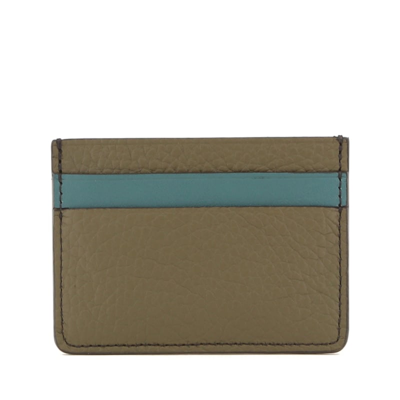 Double Card Case - Forest Taurillon / Harbour Blue - Chocolate Interior  in 