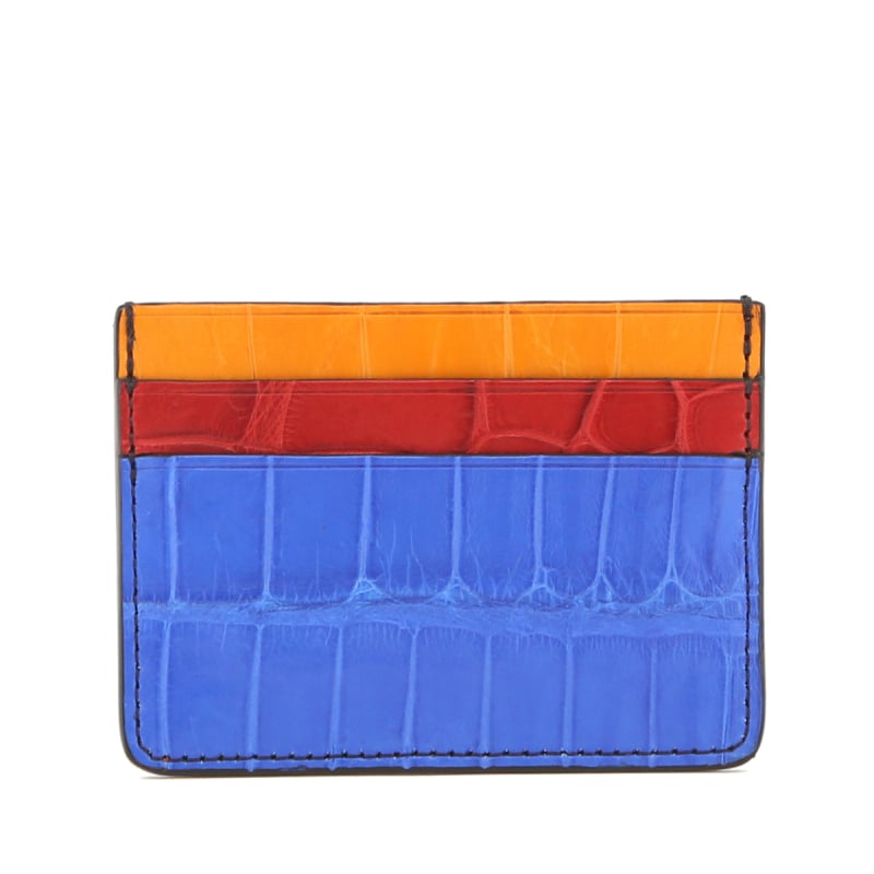 Double Card Case - Mod Blue-Candy Red-Buttercup - Alligator in 