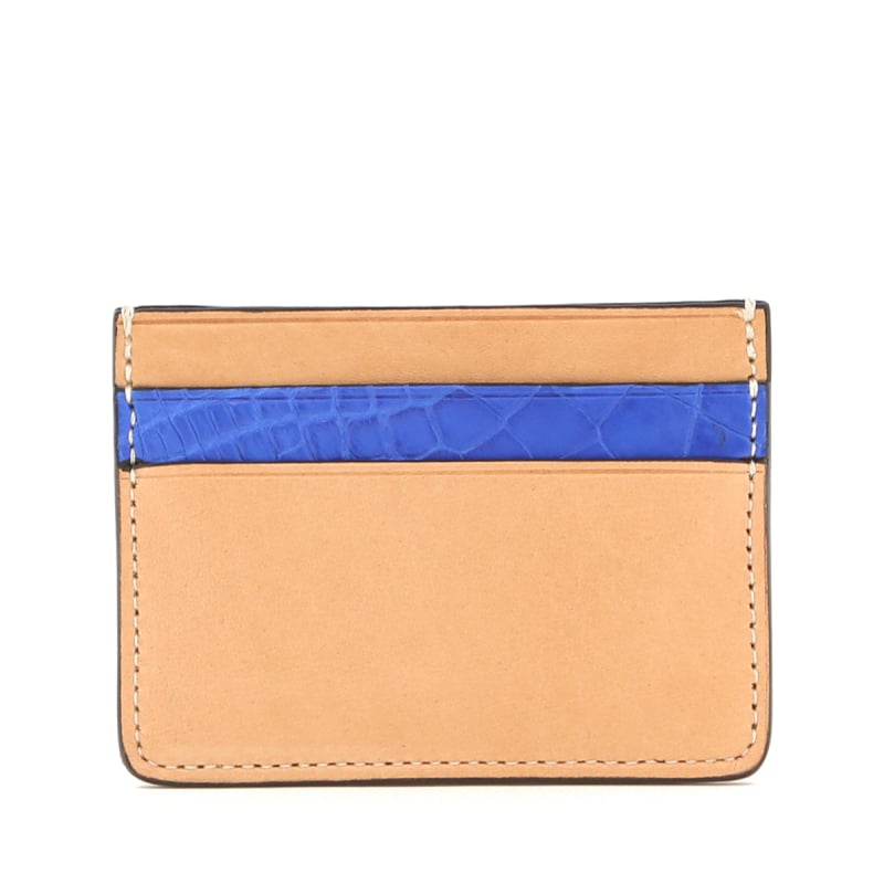 Double Card Case - Natural Tumbled - Mod Blue Alligator  in 