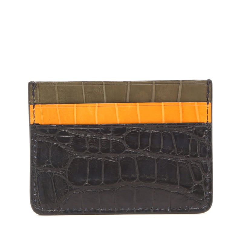 Double Card Case - Navy-Buttercup-Loden - Alligator in 