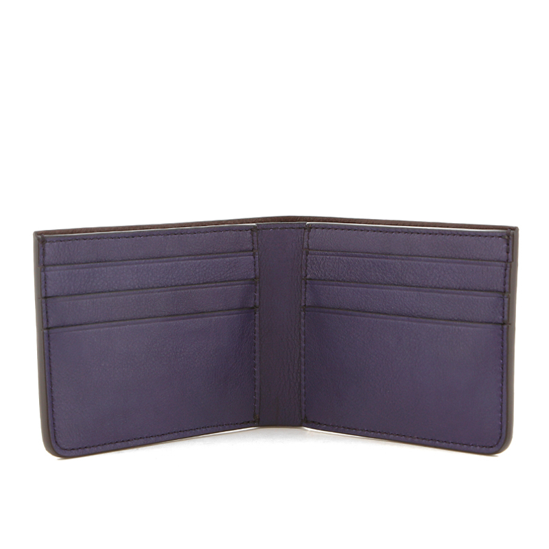 Bifold Wallet - Grape/Chocolate Interior - Tumbled Leather in 