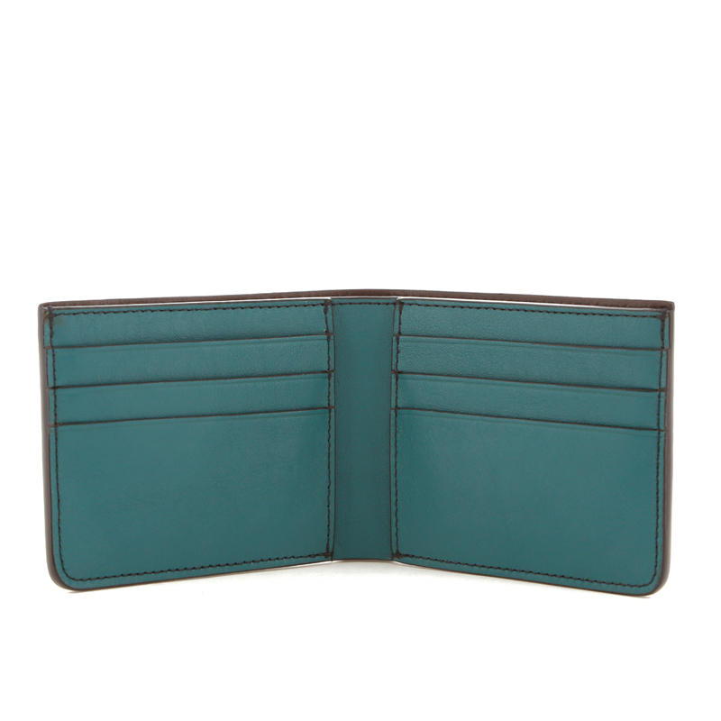 Bifold Wallet - Harbour Blue/Chocolate Interior - Tumbled Leather in 