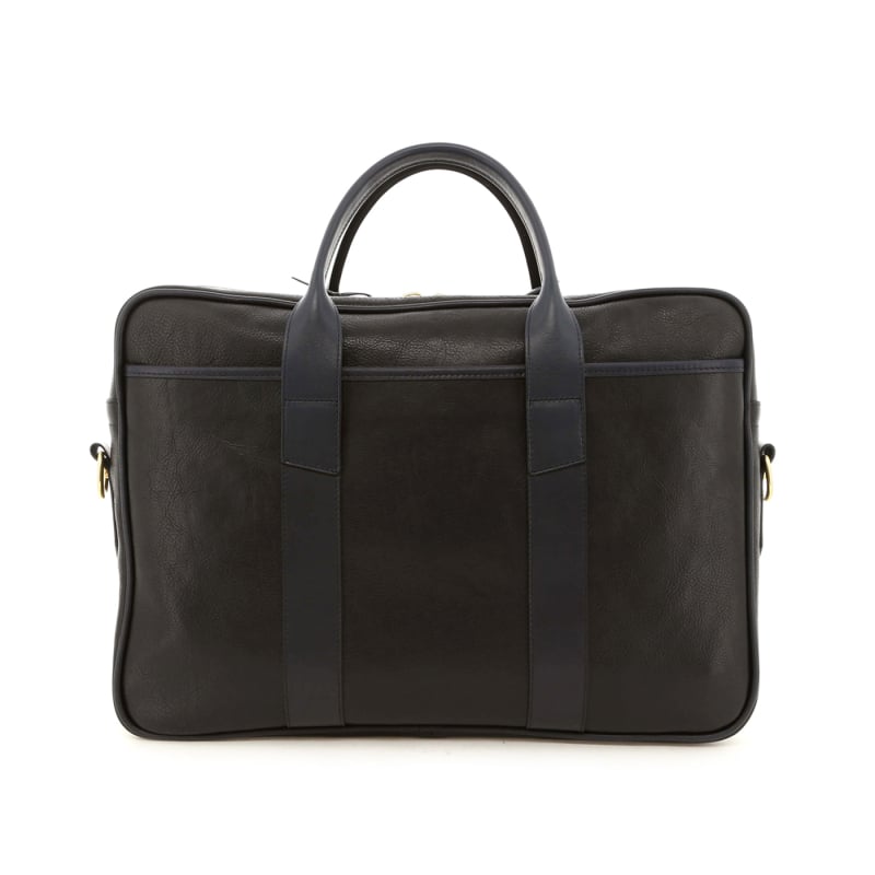 Commuter Briefcase - Black Ink/Navy - Tumbled Leather in 