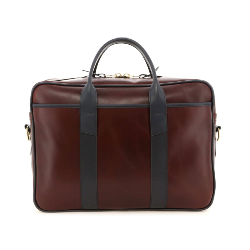 Commuter Briefcase - Cordovan/Navy - Smooth Leather in 